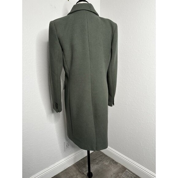 MANGO Double-Breasted Wool Blend Olive Green Women's Midi Coat Size Large - Picture 3 of 10